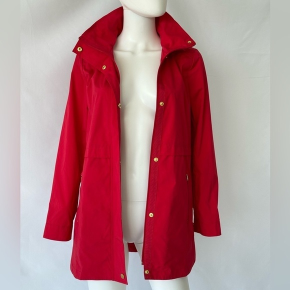 Cole Haan Women's Packable Mid Length Hooded Rain Jacket Red XS NWOT - Picture 5 of 15